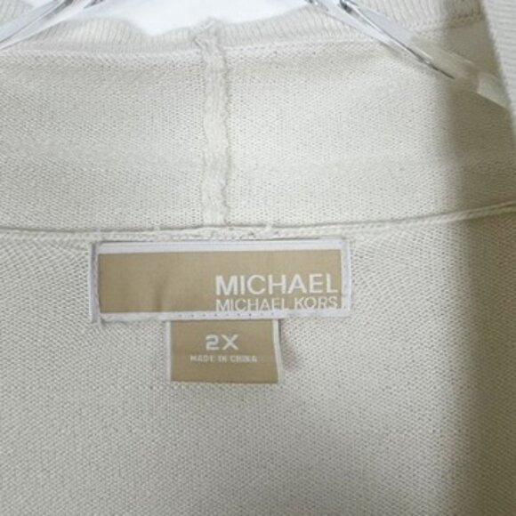 Michael Kors Sweater Womens 2X Ivory Open-Front Asymmetrical Waterfall Cardigan - Picture 5 of 11